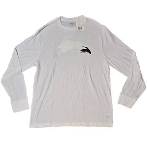 Crown Ivy Men White Long Sleeve Graphic T Shirt Mallard Duck‎ Sunset Size L (AG)